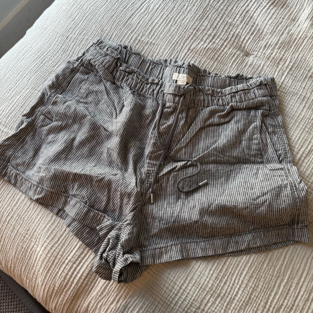 LOFT Black and White Striped Shorts
